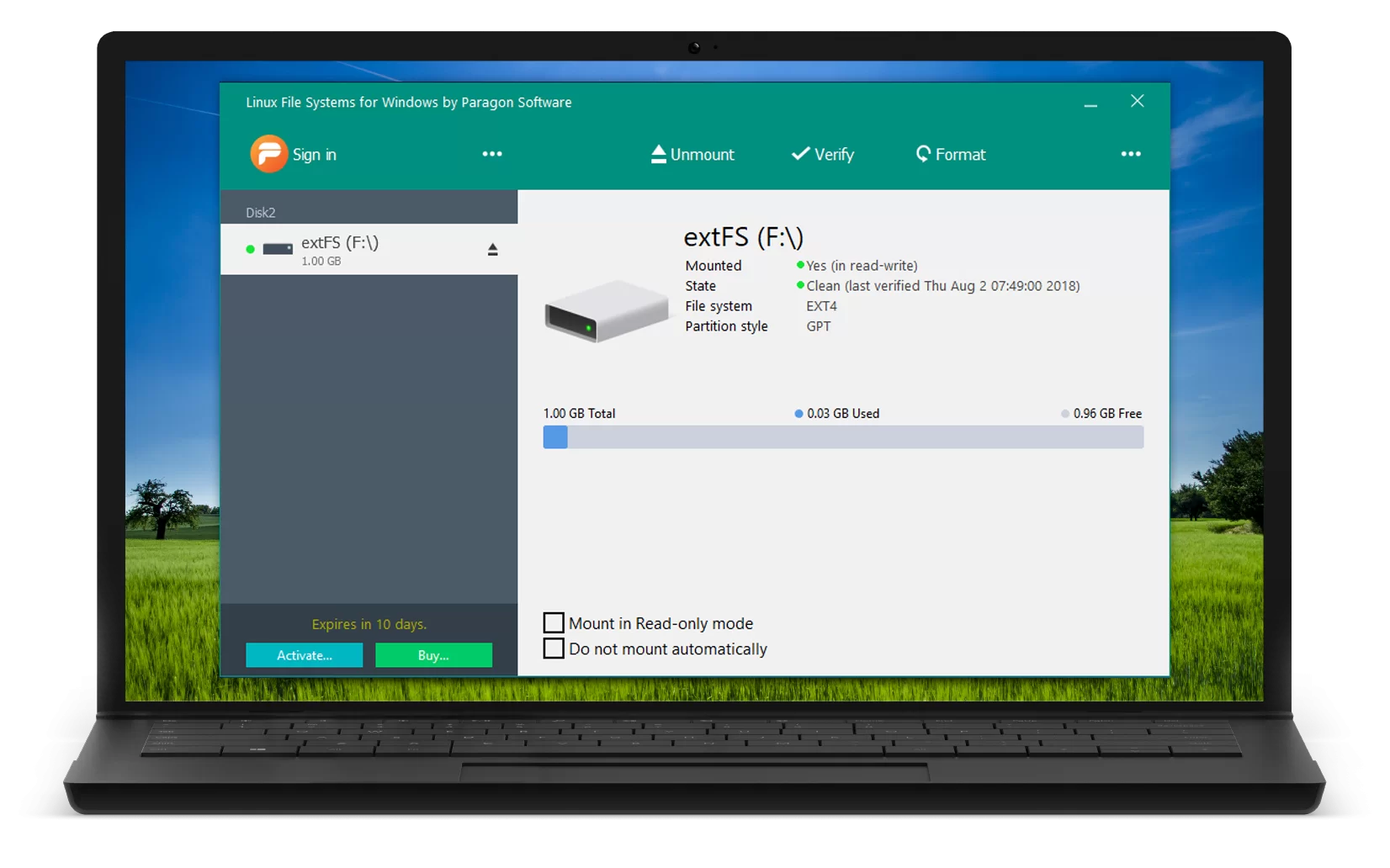 Paragon ExtFS for Windows界面.png